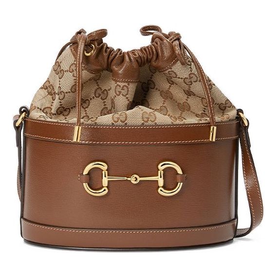 (WMNS) GUCCI Button1955 Series Drawstring Bag Single Shoulder Bag Brown 602118-1DBUG-2363