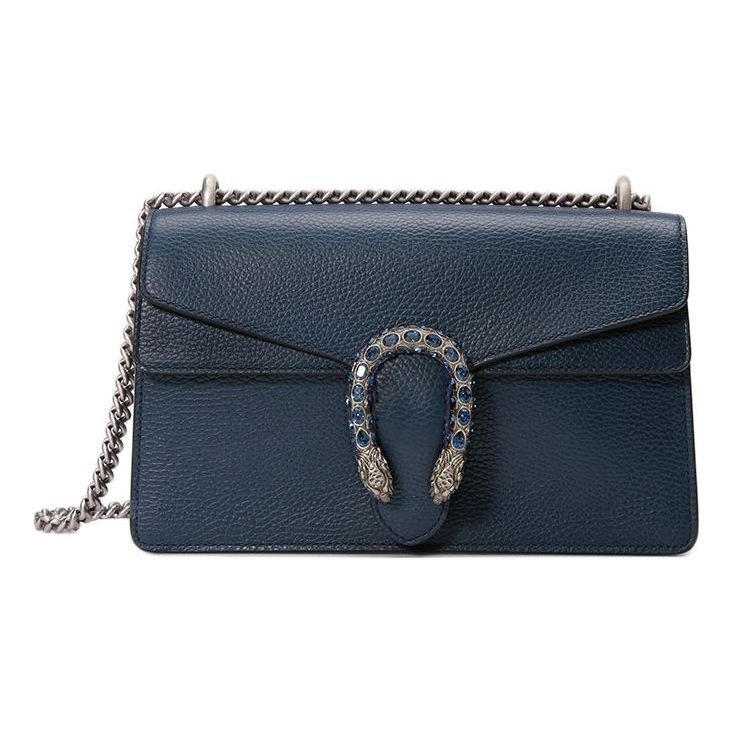 (WMNS) GUCCI Dinoysus Tiger Head Leather Chain Shoulder Messenger Bag Small Navy Blue Classic 400249-CAOGN-8205