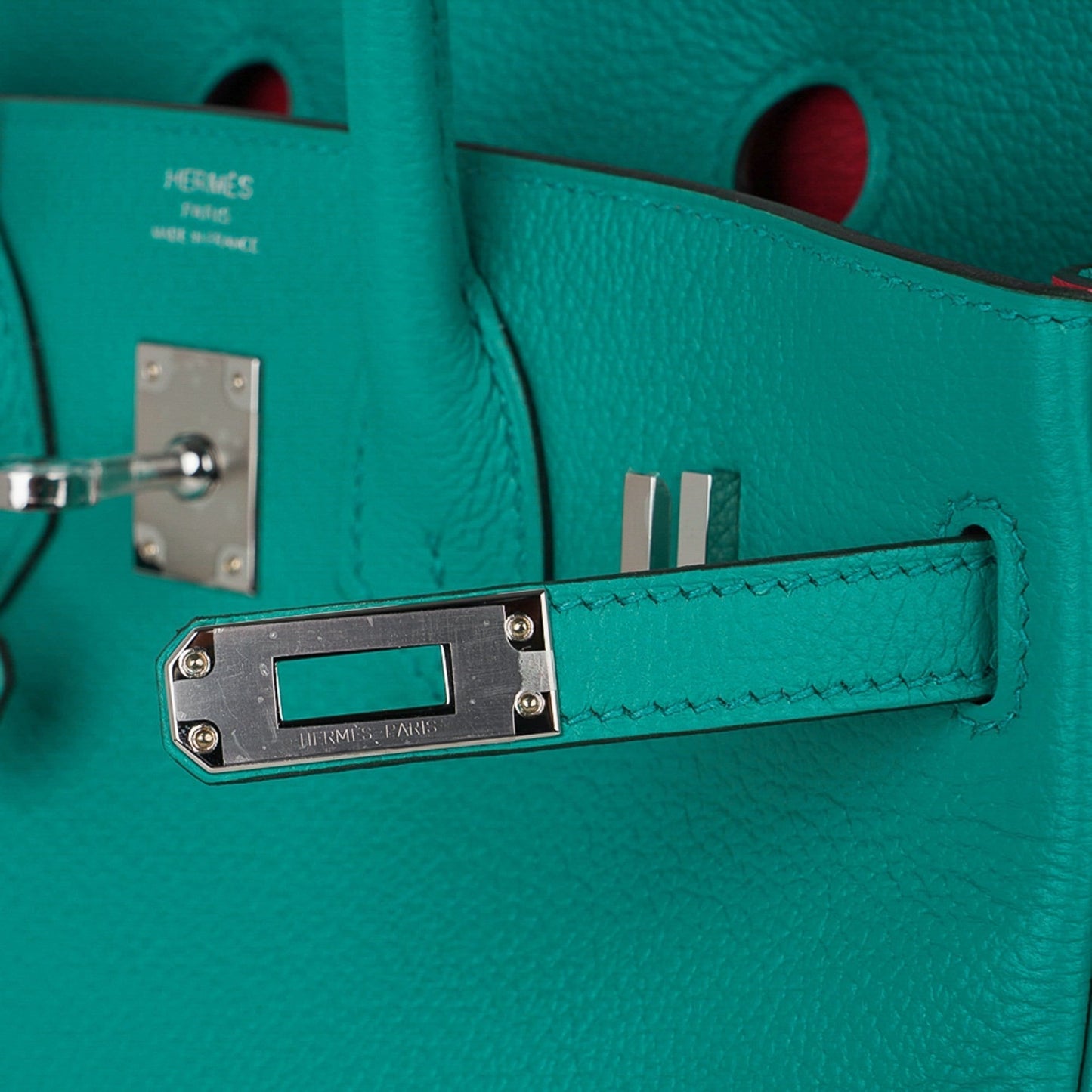 Hermes Verso Birkin 25 Bag Vert Verone & Rose Lipstick Novillo Leather with Palladium Hardware