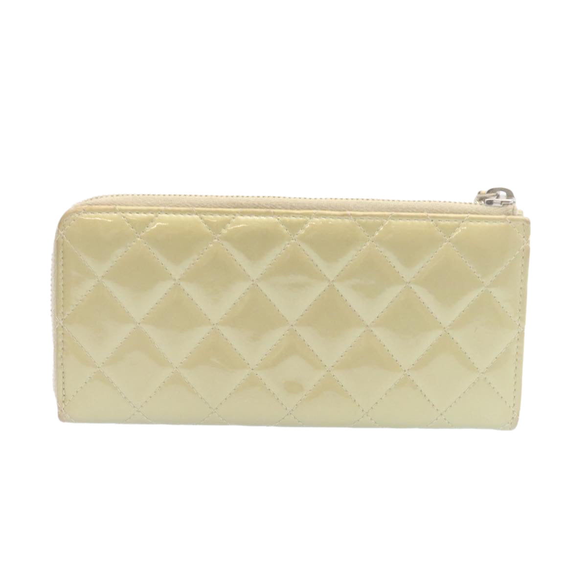 CHANEL Matelasse Long Wallet Enamel Gray CC  34534