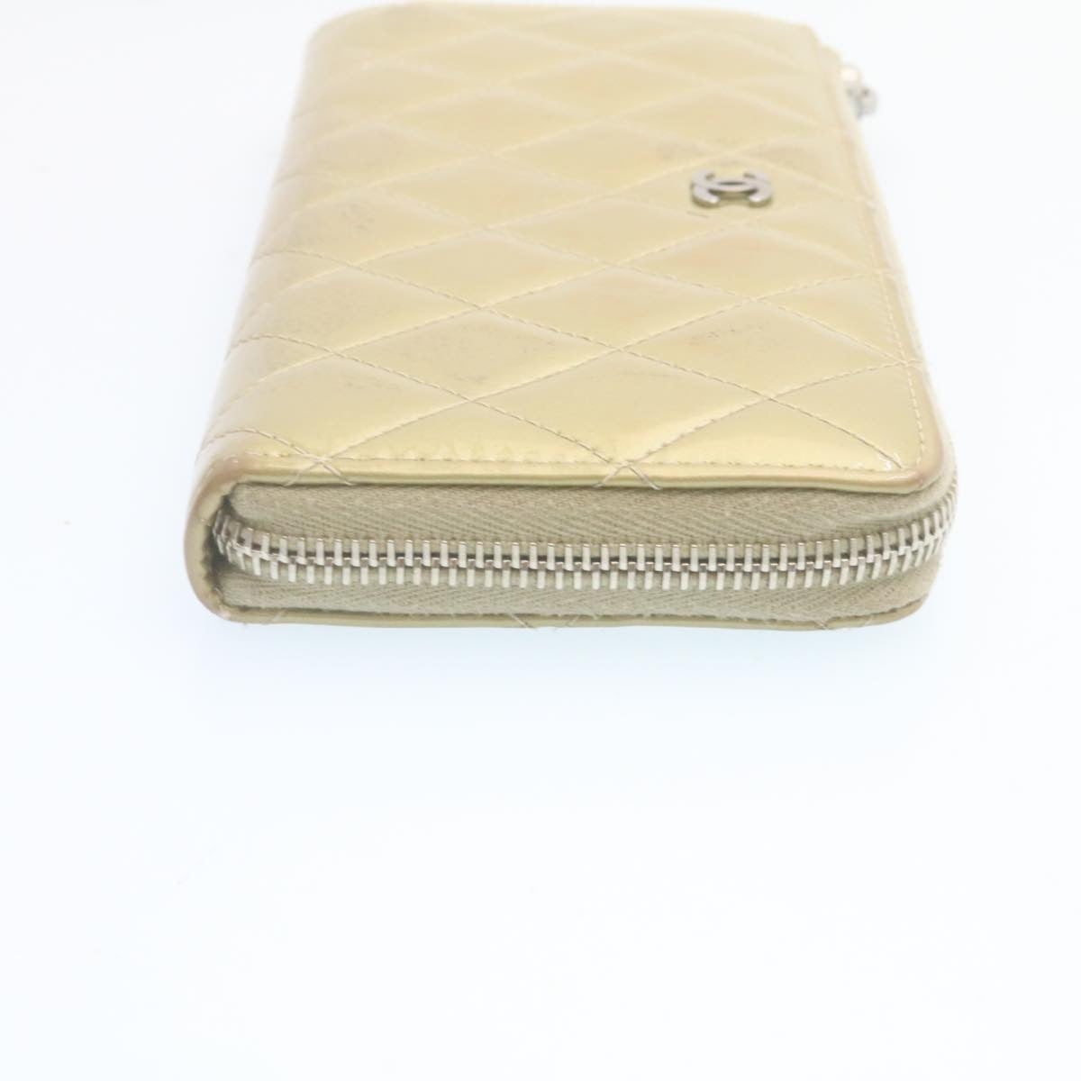 CHANEL Matelasse Long Wallet Enamel Gray CC   34534