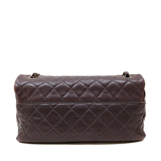 Chanel Purple Caviar Leather Easy Zip Flap Bag