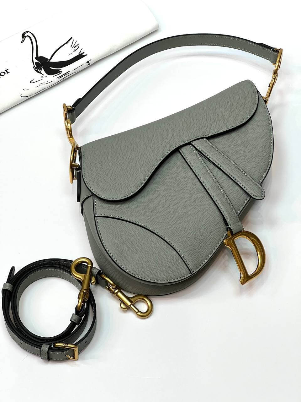 Dior SADDLE BAG Gray WITH STRAP