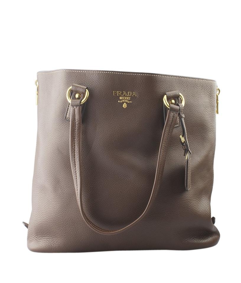 Prada Vitello Daino Br4372 Brown Leather Tote