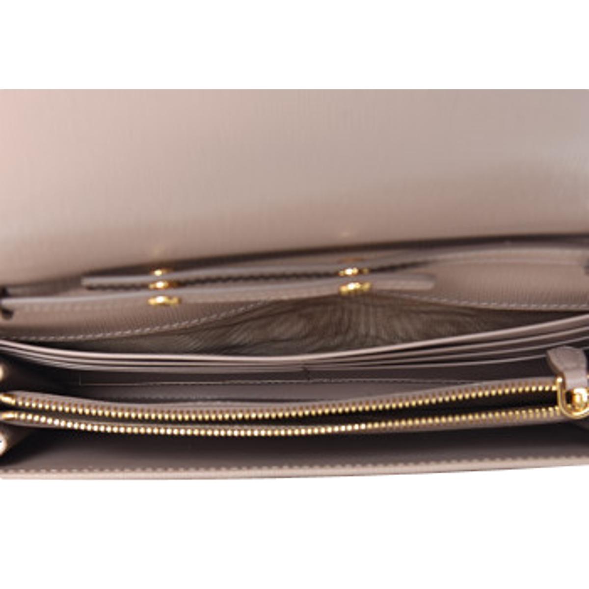 Prada Cipria Beige Vitello Move Leather Chain Wallet Crossbody 1MT290