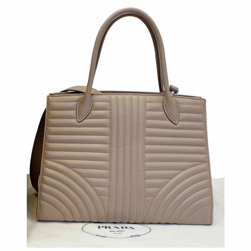 Prada Diagramme Leather Tote Nude Shoulder Bag