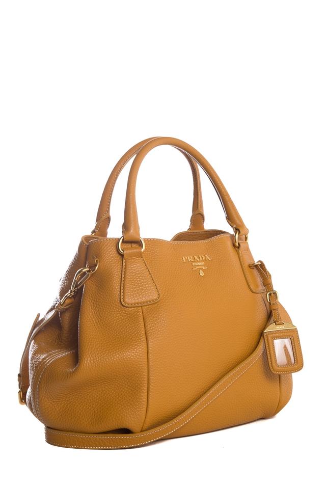 Prada Pebbled Yellow Leather Tote