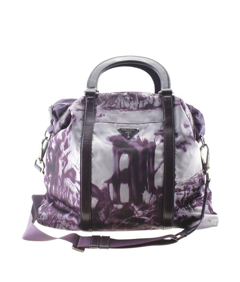 Prada Printed 2-way Purple Nylon Tote