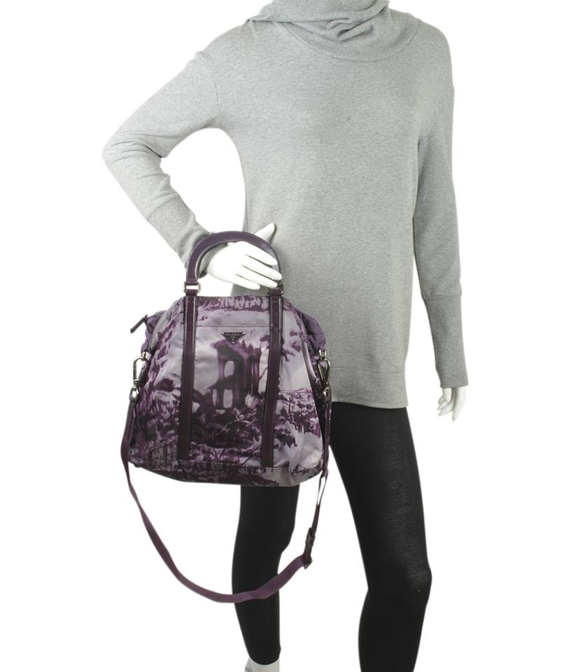 Prada Printed 2-way Purple Nylon Tote