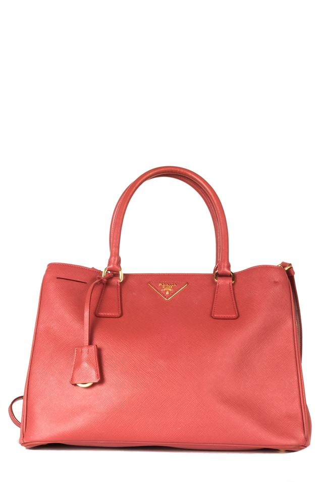 Prada Saffiano Tote Red Leahter Shoulder Bag