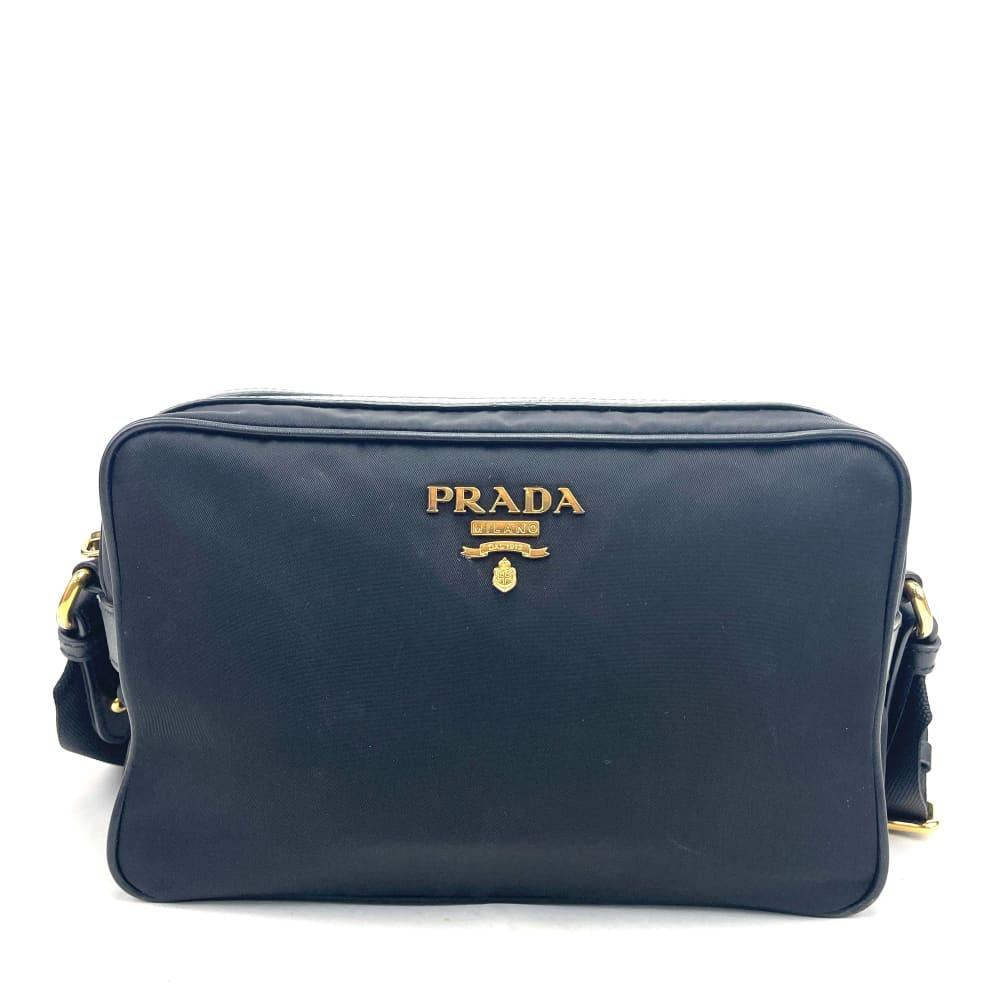 PRADA Soft Calf-Trimmed Tessuto Camera Bag