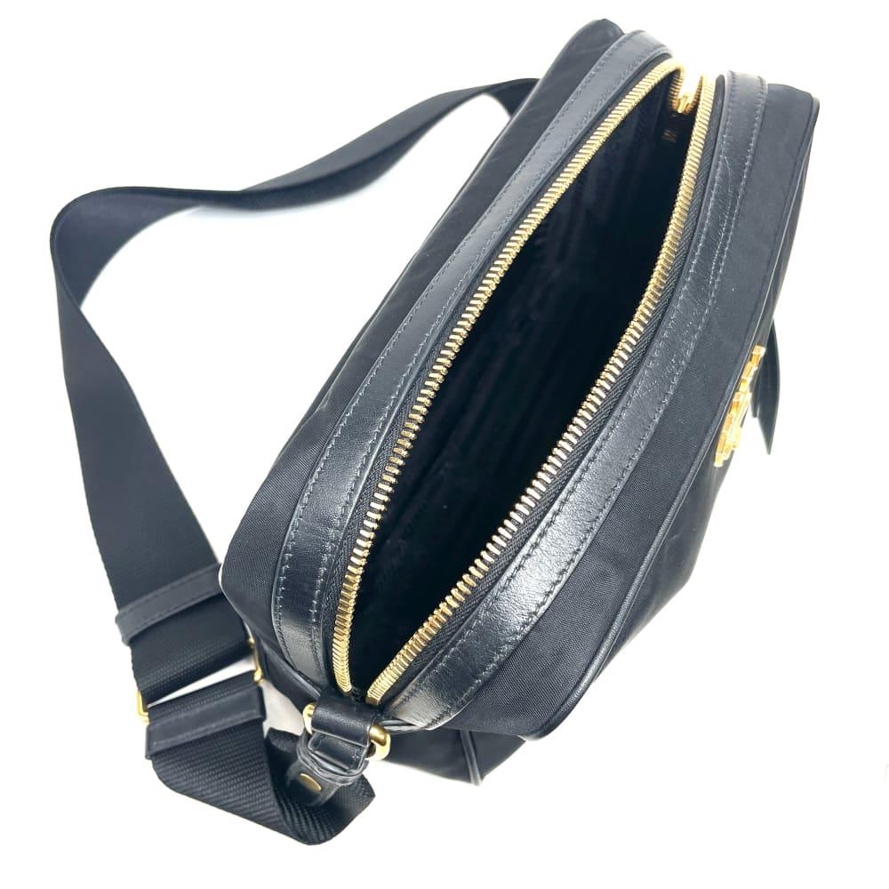 PRADA Soft Calf-Trimmed Tessuto Camera Bag