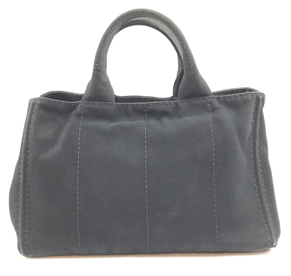 Prada Tote Canapa Logo with Detachable Strap Logo Handbag Black Denim Shoulder Bag