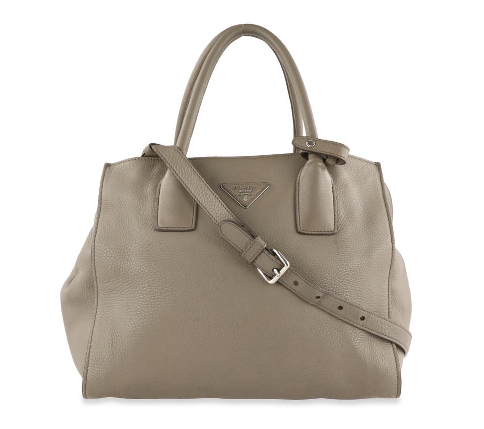 Prada Vitello Daino Grey Lambskin Leather Tote