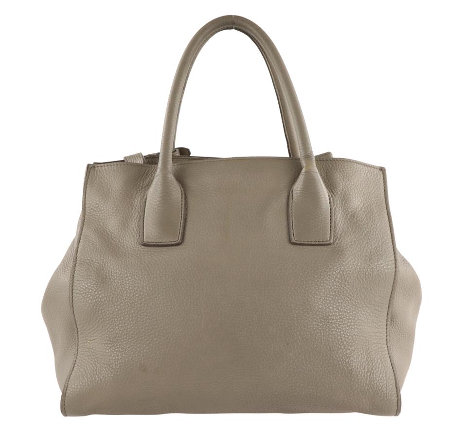 Prada Vitello Daino Grey Lambskin Leather Tote