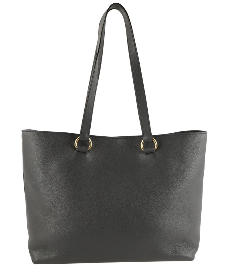 Prada Vitello Daino Shopping Embossed Grey Leather Tote