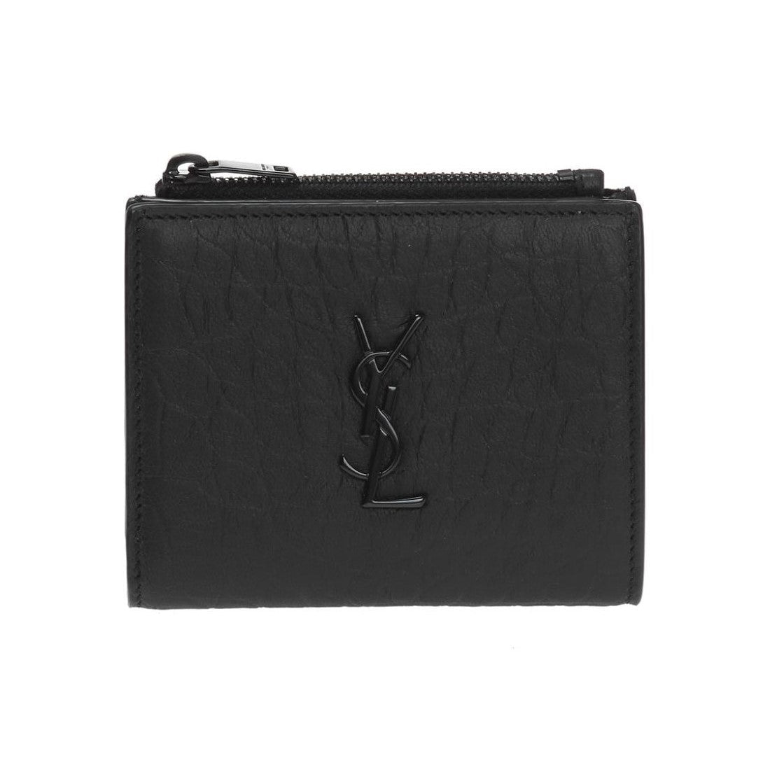 Saint Laurent Black Crocodile Calf Leather YSL Monogram Wallet 529875