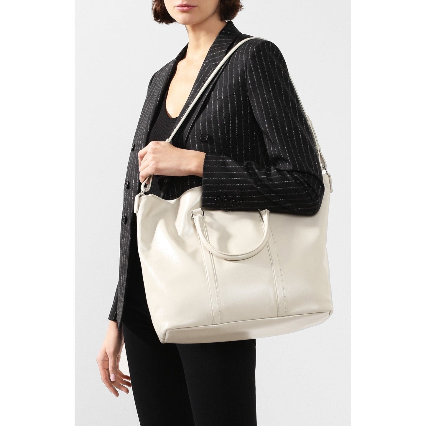 Yves Saint Laurent Supple Ivory Leather Tote Bag 608958