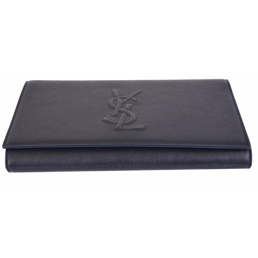 Saint Laurent YSL Belle De Jour Navy Blue Leather Large Clutch Bag 361120