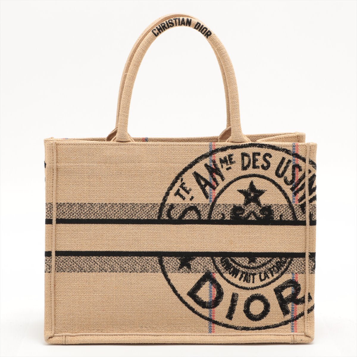 Book Tote Medium Jute Dior Union Motif Tote Bag