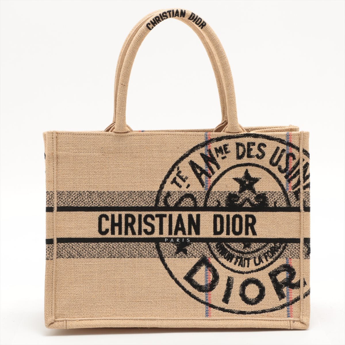 Book Tote Medium Jute Dior Union Motif Tote Bag