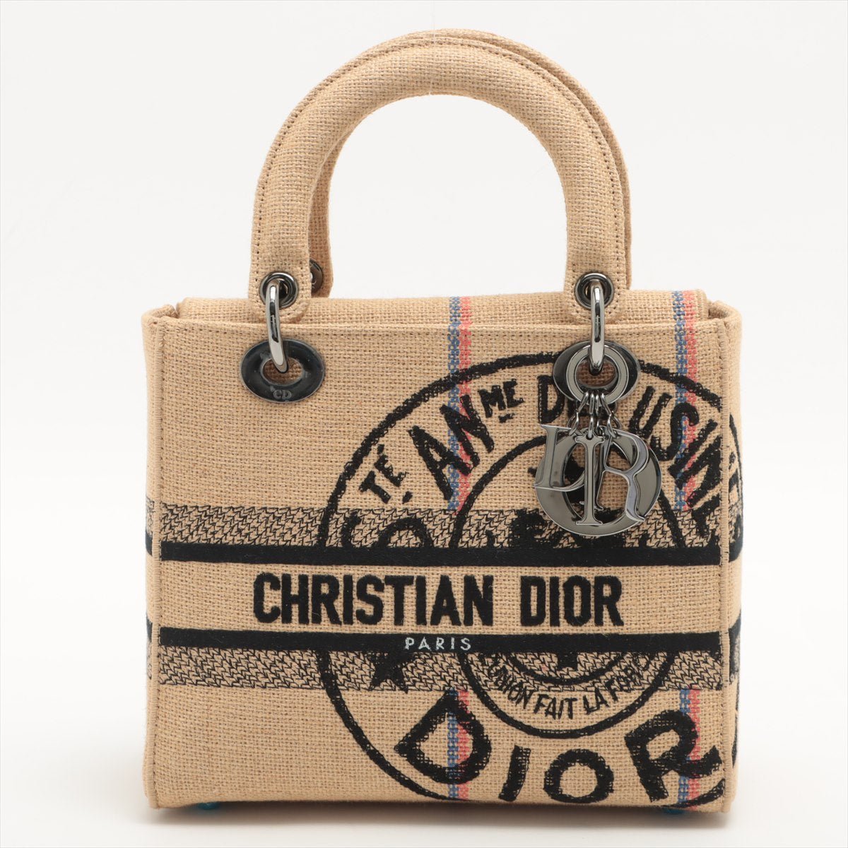 Lady Dior D-Lite Medium Embroidered Jute Dior-Union Beige Bag