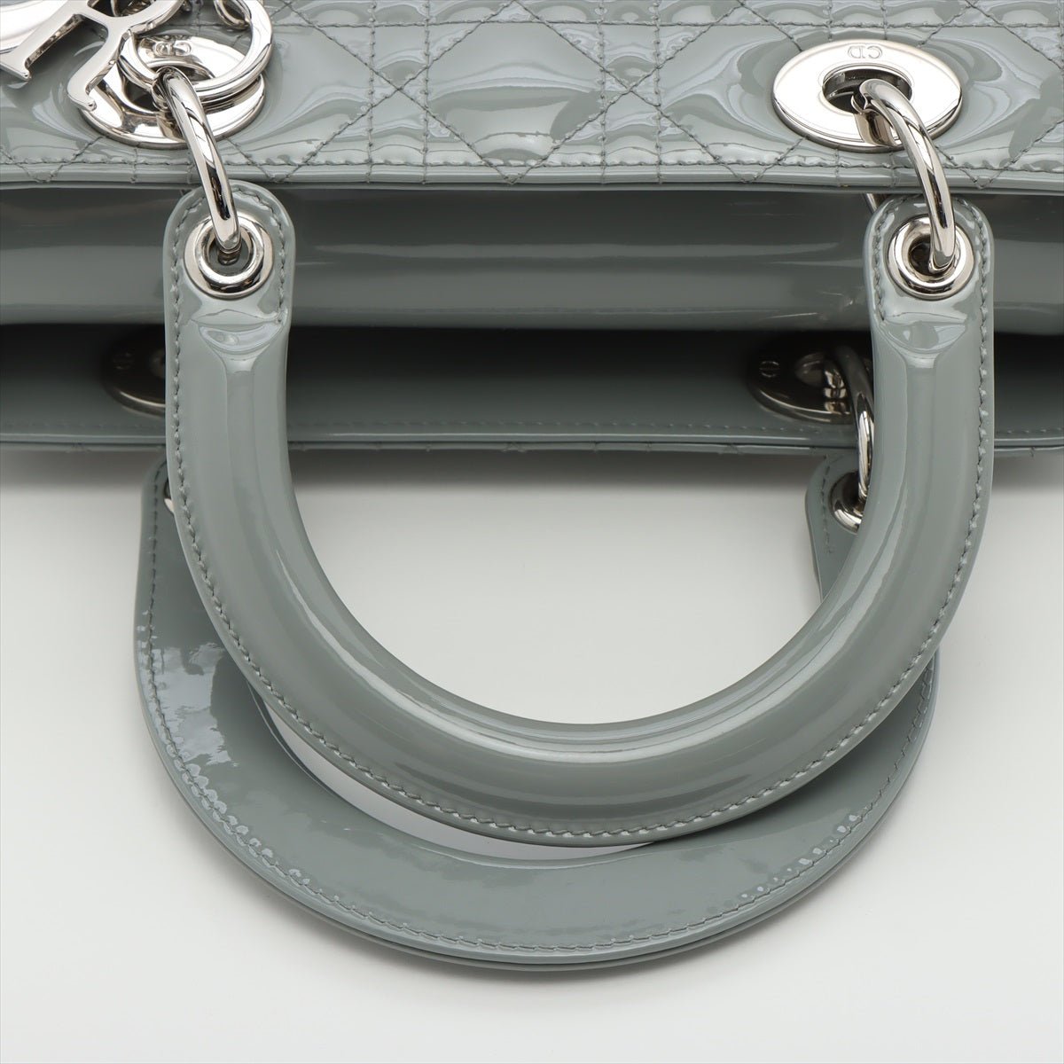 Lady Dior Grey Patent Cannage leather 2-way