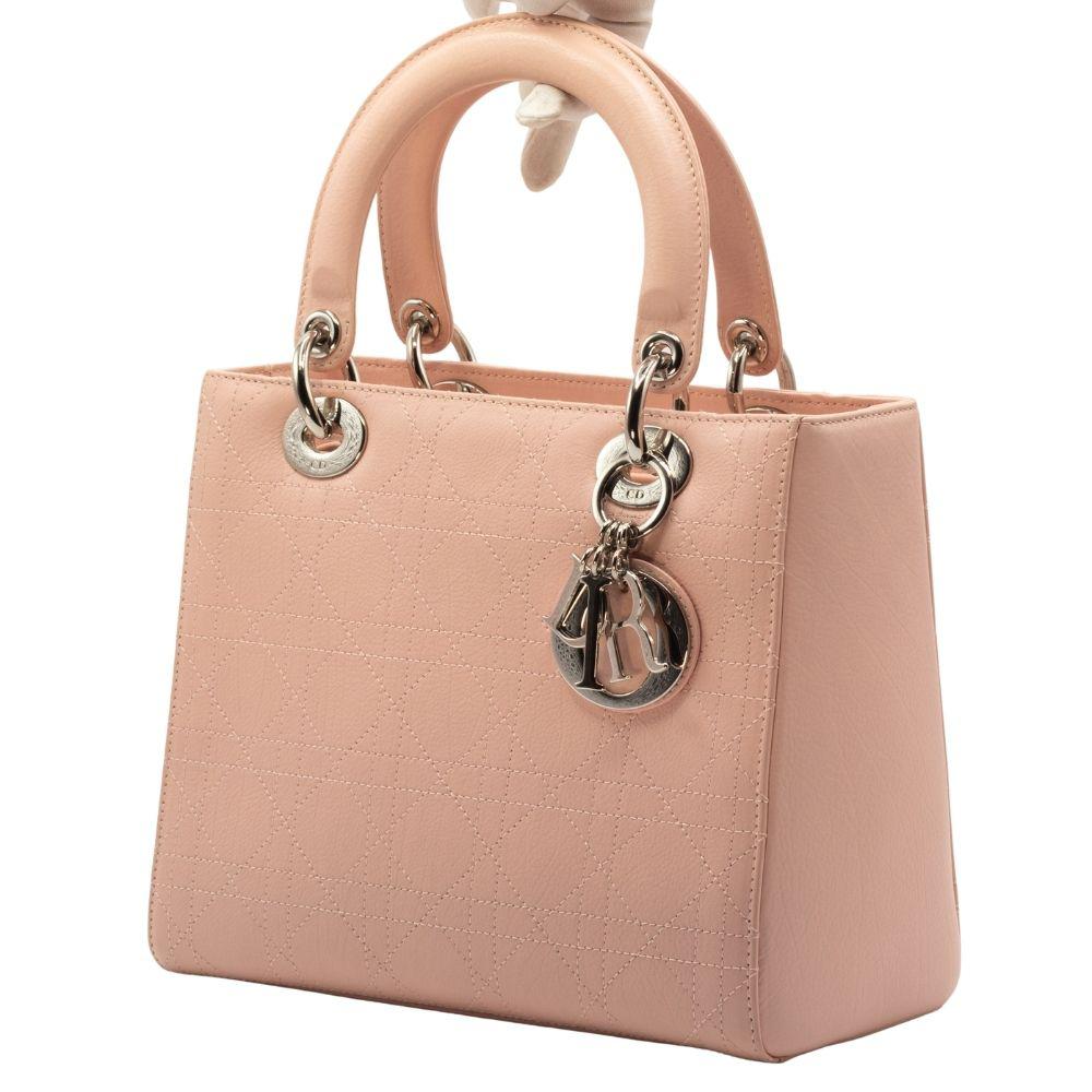 Lady Dior Pink Leather Medium