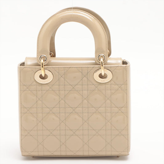 Lady Dior Small Cannage Patent Calfskin Beige Bag