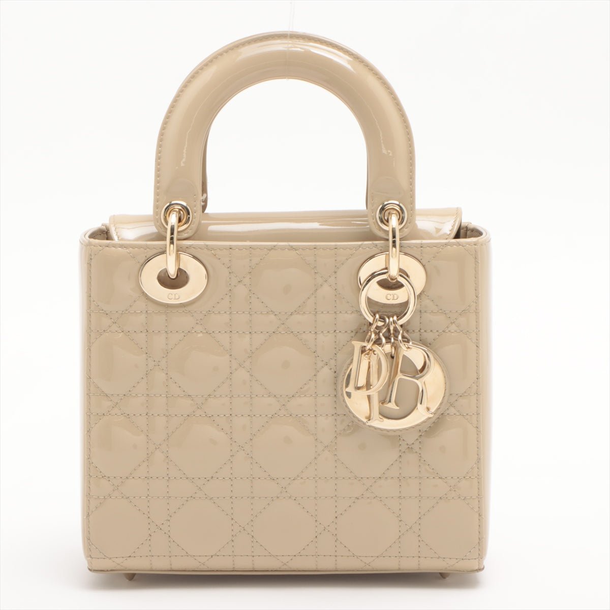 Lady Dior Small Cannage Patent Calfskin Beige Bag