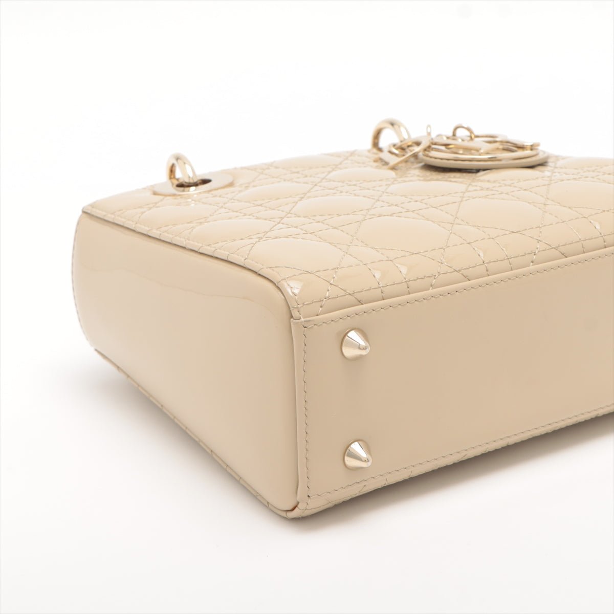 Lady Dior Small Cannage Patent Calfskin Beige Bag