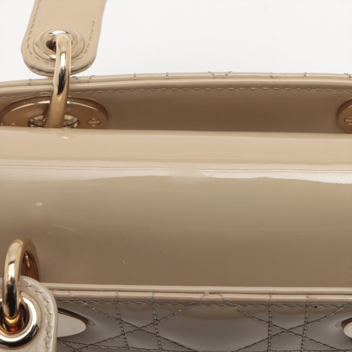 Lady Dior Small Cannage Patent Calfskin Beige Bag