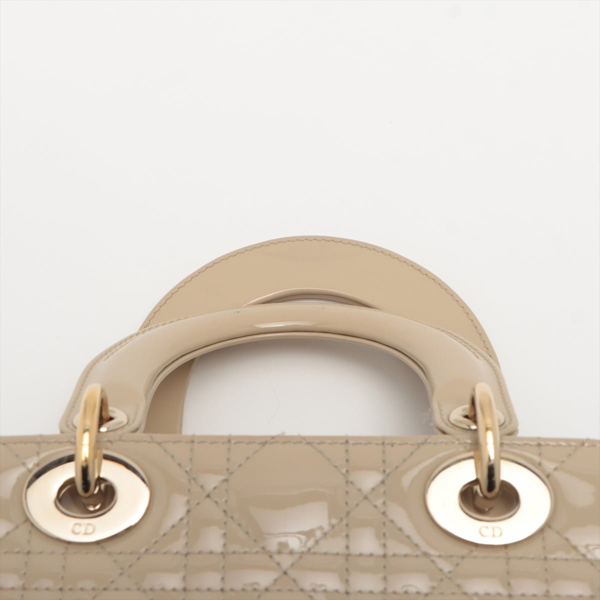 Lady Dior Small Cannage Patent Calfskin Beige Bag