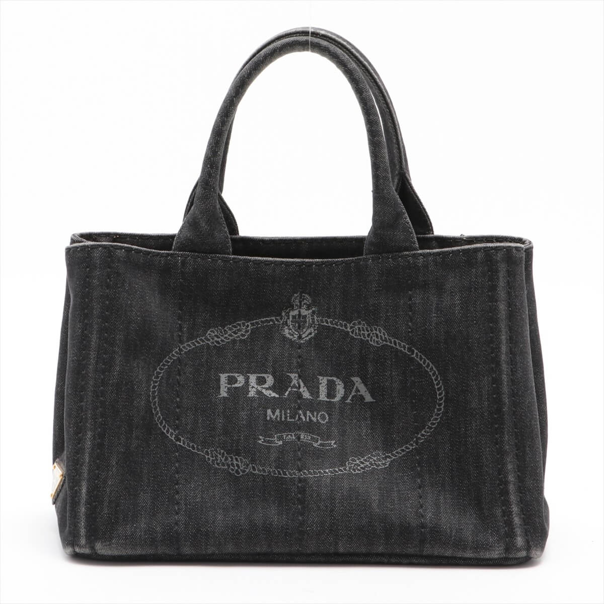 Prada Mini Canapa Denim Tote bag Black