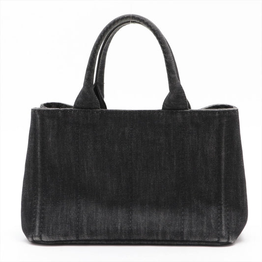 Prada Mini Canapa Denim Tote bag Black