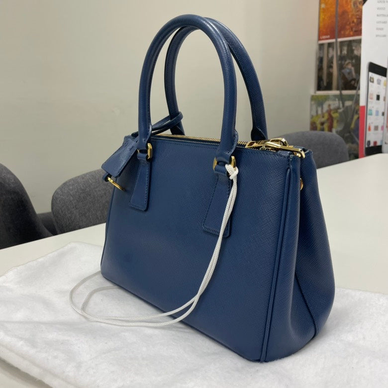 Prada Turquoise Saffiano Leather Galleria Tote Bag, Blue