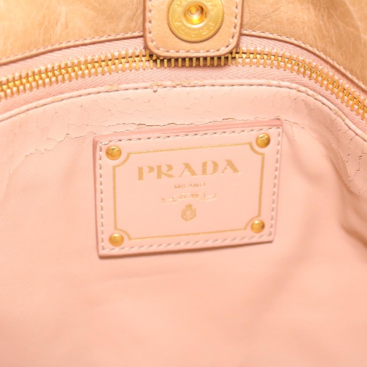 PRADA Hand Bag Leather 2Way Beige  jk135