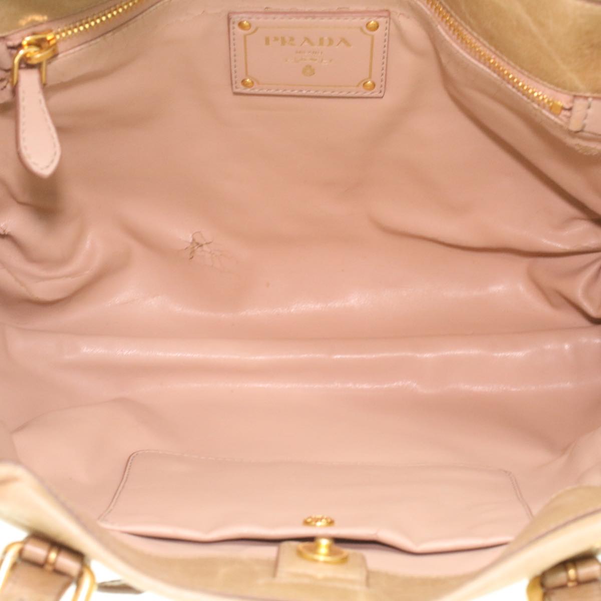 PRADA Hand Bag Leather 2Way Beige  jk135