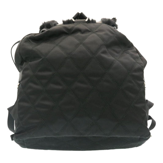 PRADA Nylon Fur Backpack Black 2VZ015  21454A