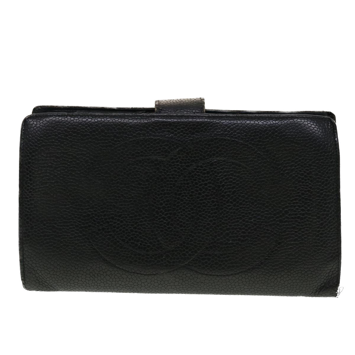 CHANEL Long Wallet Caviar Skin Black CC   ti1128