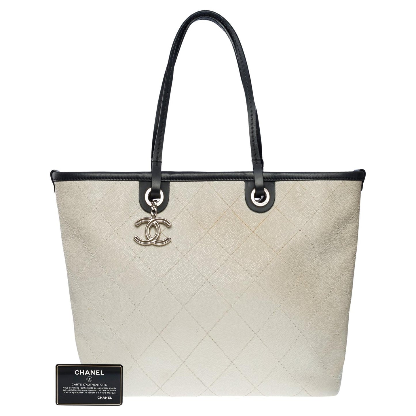 CHANEL Amazing Shopping Tote bag in White Caviar quilted leather, SHW