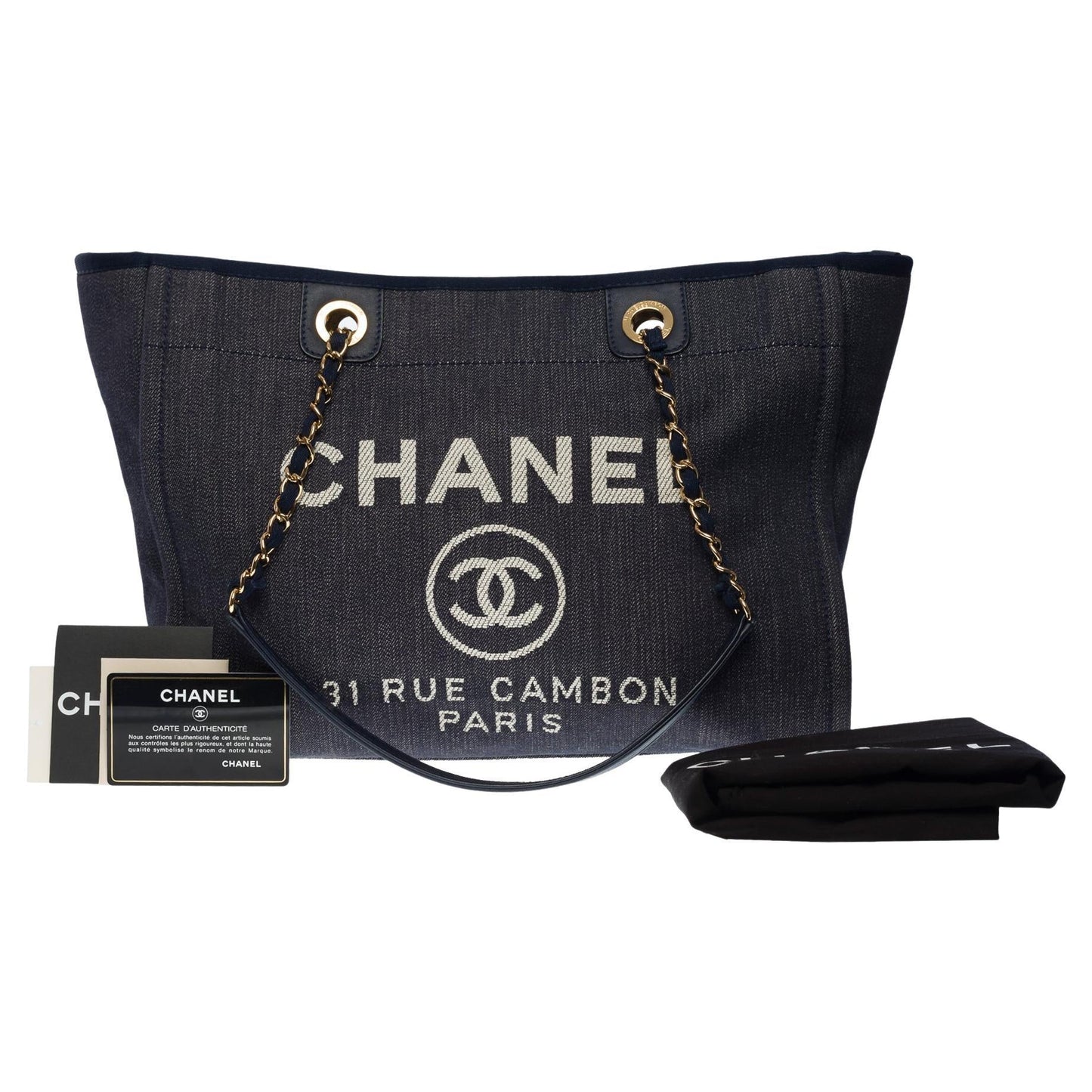 CHANEL Amazing Deauville Tote bag in blue denim canvas, GHW