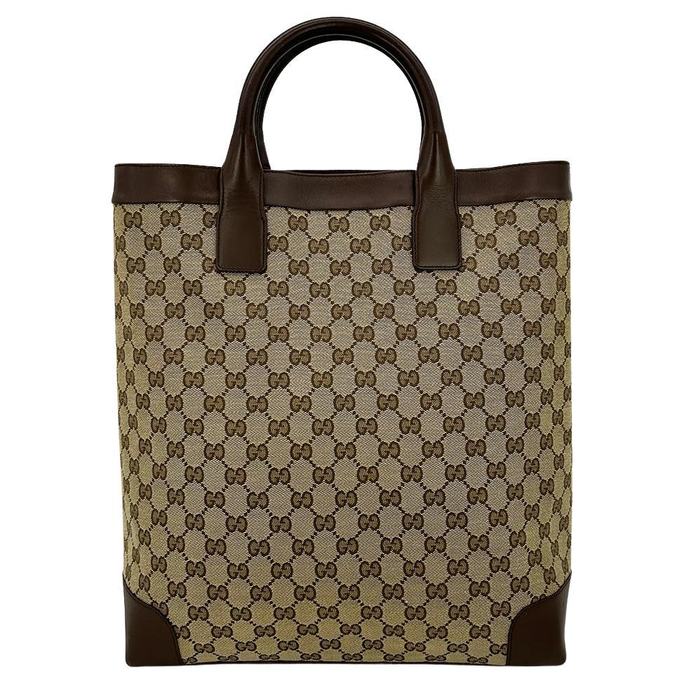 GUCCI Monogram Canvas Long Shopper Tote