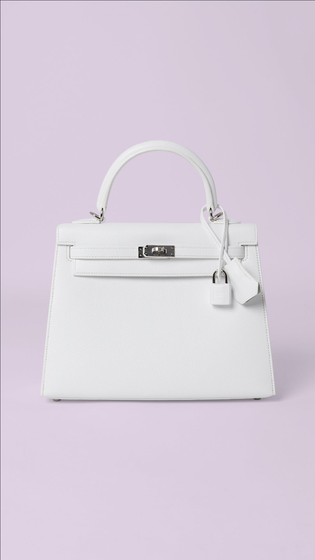 Hermes Special Order (HSS) Kelly Sellier 25 White Verso Epsom Palladium Hardware - For NA