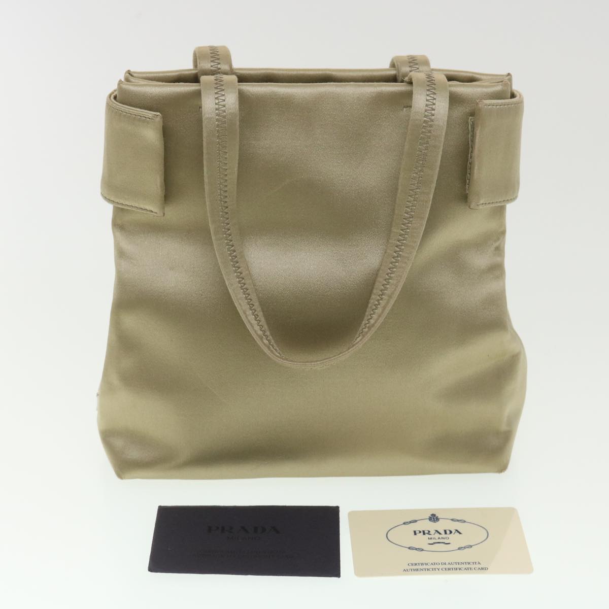 PRADA Hand Bag Satin Beige  yb004