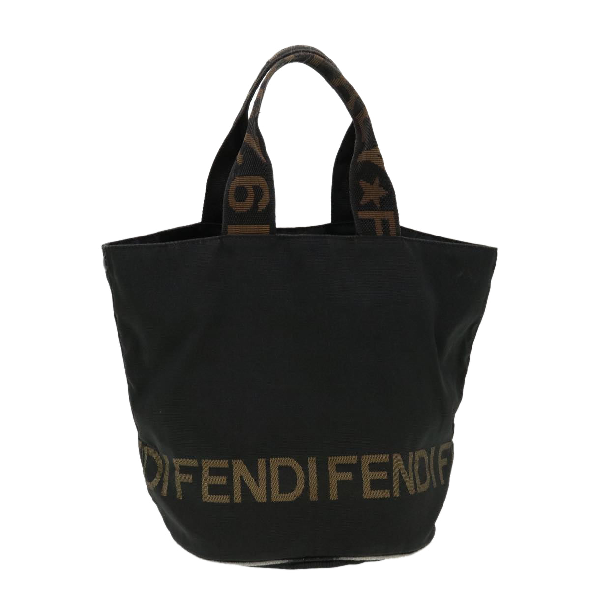 FENDI Hand Bag Nylon Black Brown  yb084