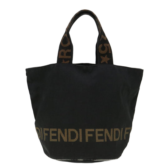 FENDI Hand Bag Nylon Black Brown  yb084