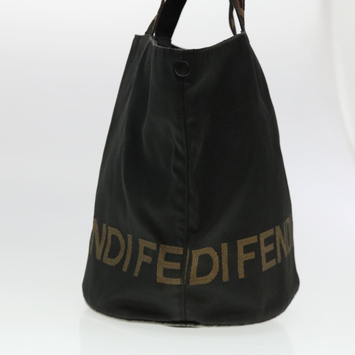 FENDI Hand Bag Nylon Black Brown  yb084