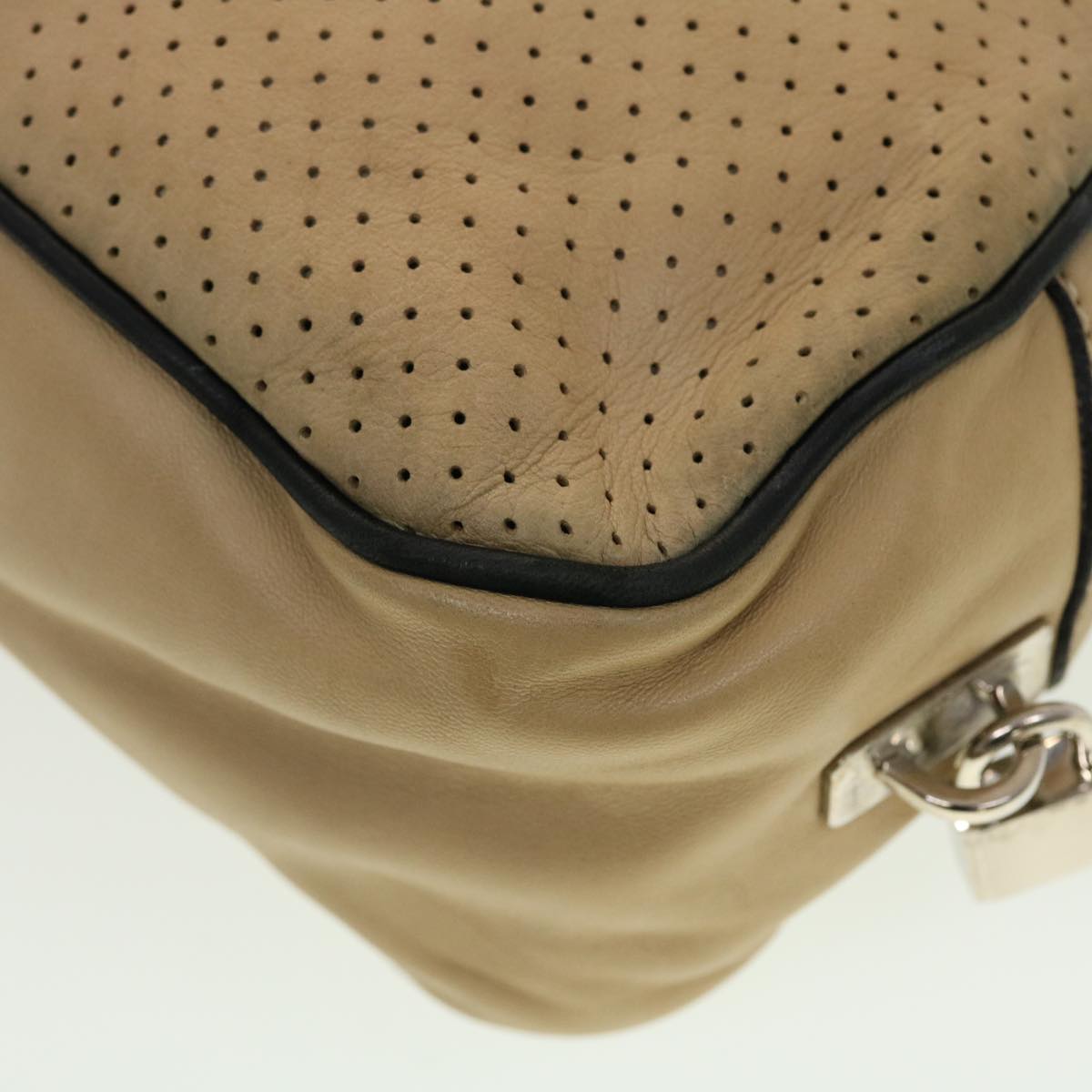 PRADA Hand Bag Leather Beige  yb123