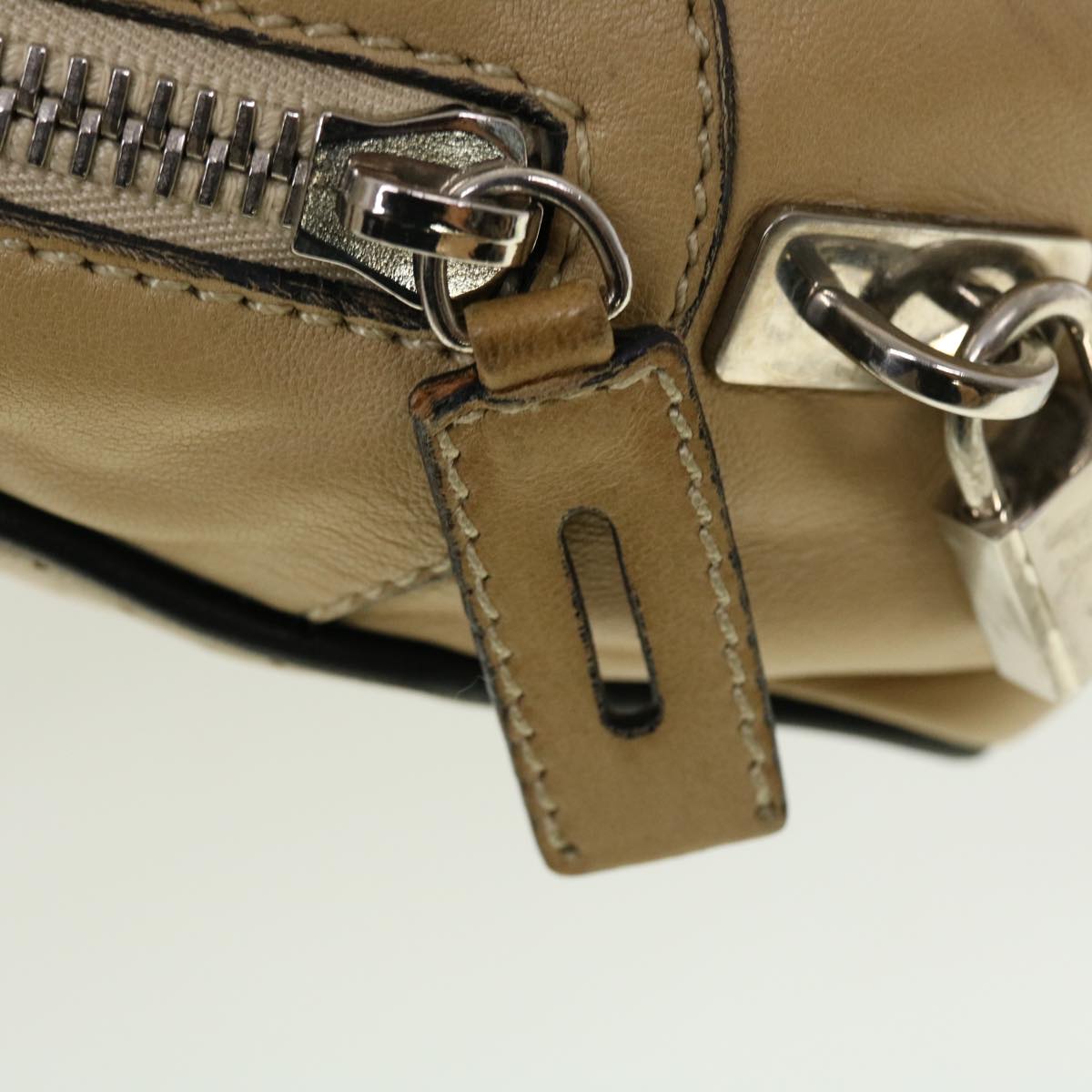 PRADA Hand Bag Leather Beige  yb123